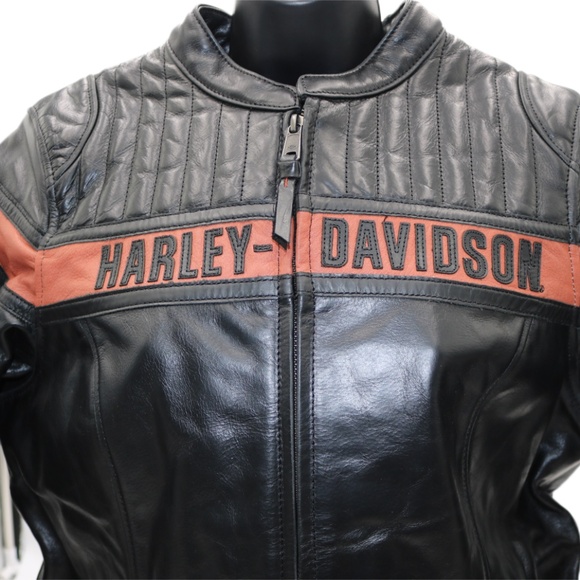 98013-21VW NWT HARLEY-DAVIDSON WOMENS LEATHER JACKET VICTORY LAP SIZE LARGE - Picture 3 of 6